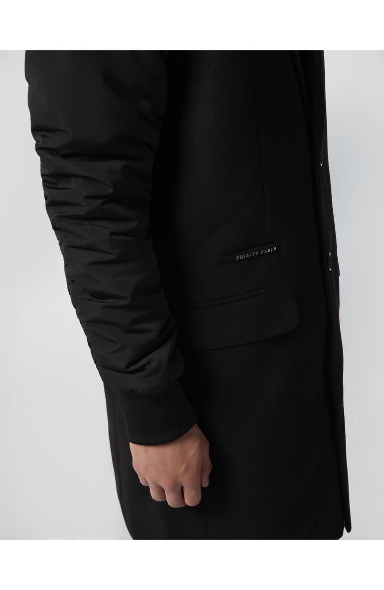 PHILIPP PLEIN Single Breast Hooded Coat Men, Alternate, color, Black