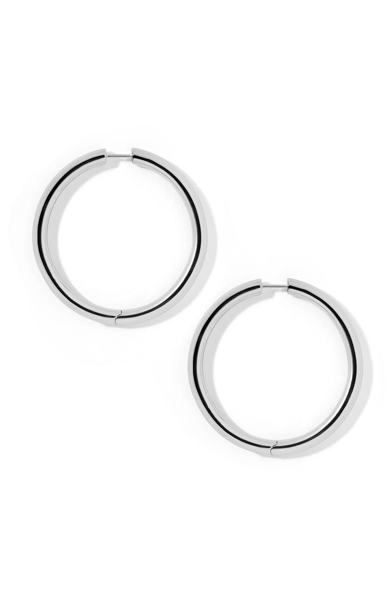 Jennifer Fisher Lilly Hinge Baby Hoop Earrings, Main, color, Silver