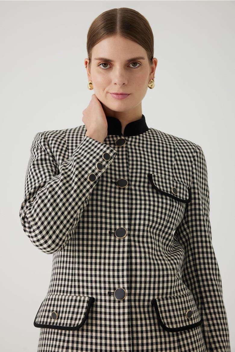 Allyssa Gingham Jacket, Alternate, color, Black