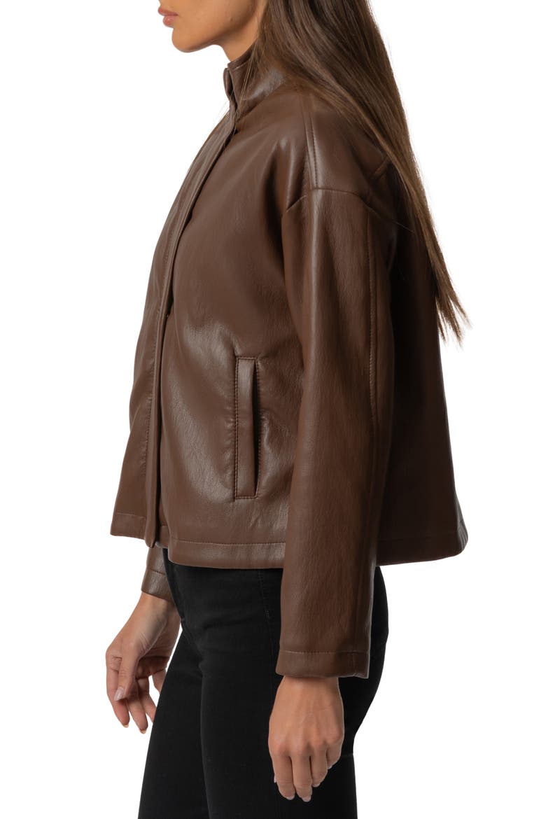 Wren Oversize Faux Leather Jacket, Alternate, color, CHOCOLATE
