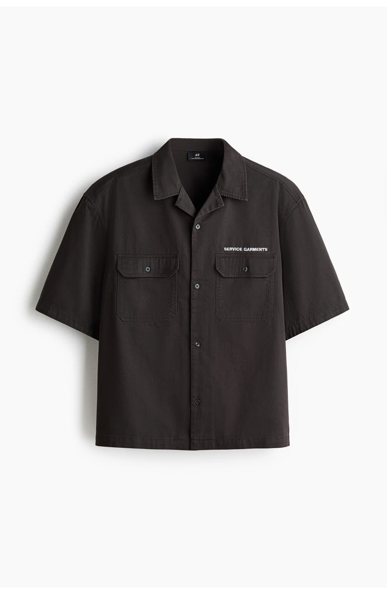 H&M Relaxed Fit Short-sleeved Utility Shirt, Main, color, Dark Gray/Service Garments
