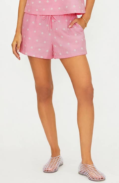 Birkley Polka Dot Cotton & Linen Cover-Up Shorts