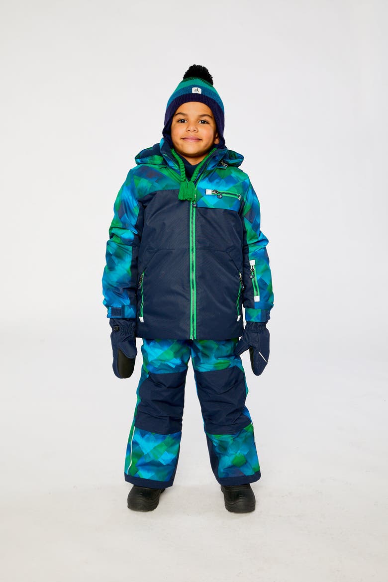 Play Checkered Jacket & Reinforced Pants Two Piece Snowsuit, Alternate, color, Blue and Green Checkered Print
