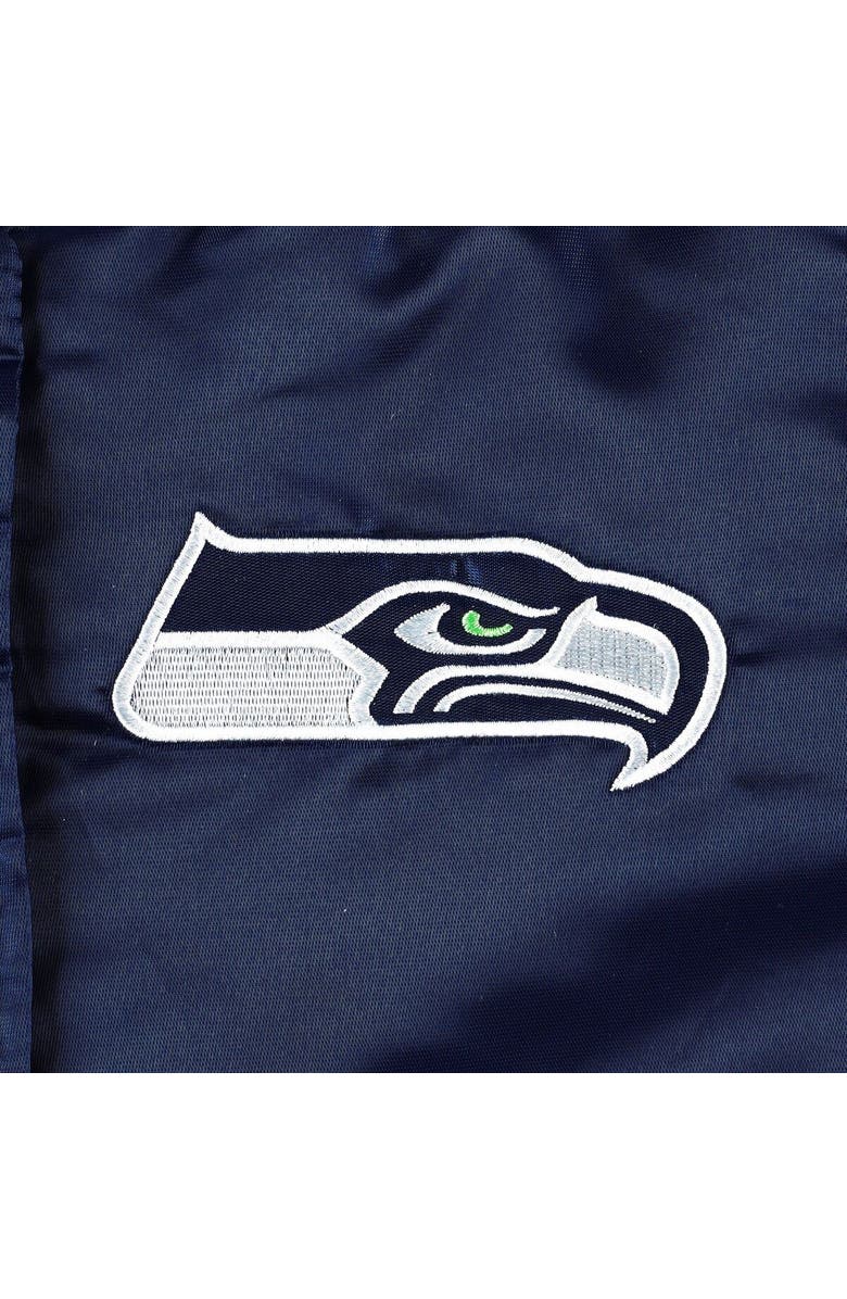 STARTER Women's Starter College Navy Seattle Seahawks Line Up Satin Full-Snap Varsity Jacket, Alternate, color, Navy