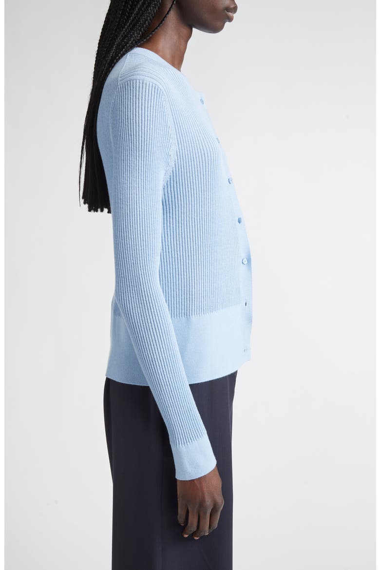 Ribera Sequin Rib Fitted Silk & Wool Cardigan, Alternate, color, LIGHT BLUE