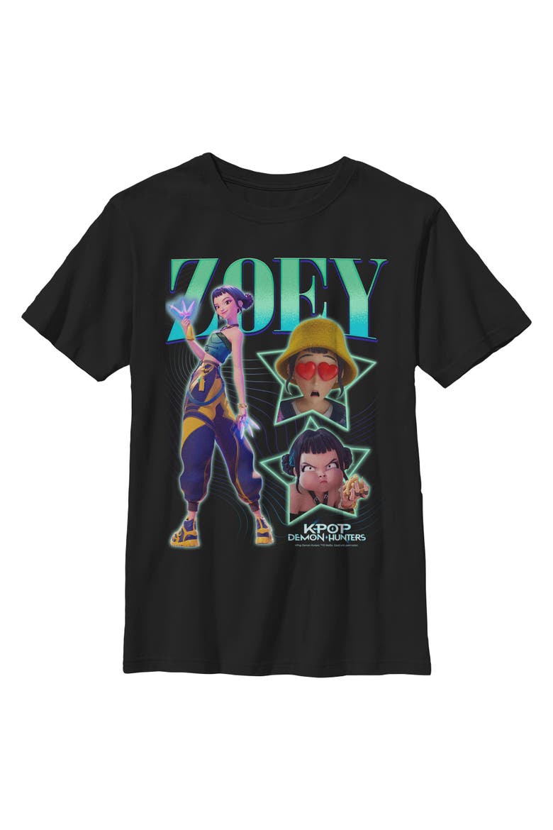 Boy's KPop Demon Hunters Zoey Super Star Logo  Graphic T-Shirt, Main, color, Black