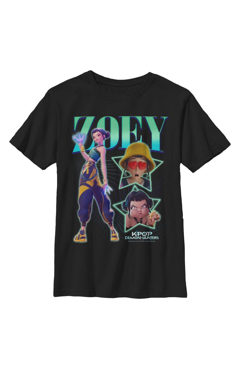 KPop Demon Hunters Boy's KPop Demon Hunters Zoey Super Star Logo Graphic T-Shirt, Main, color, Black