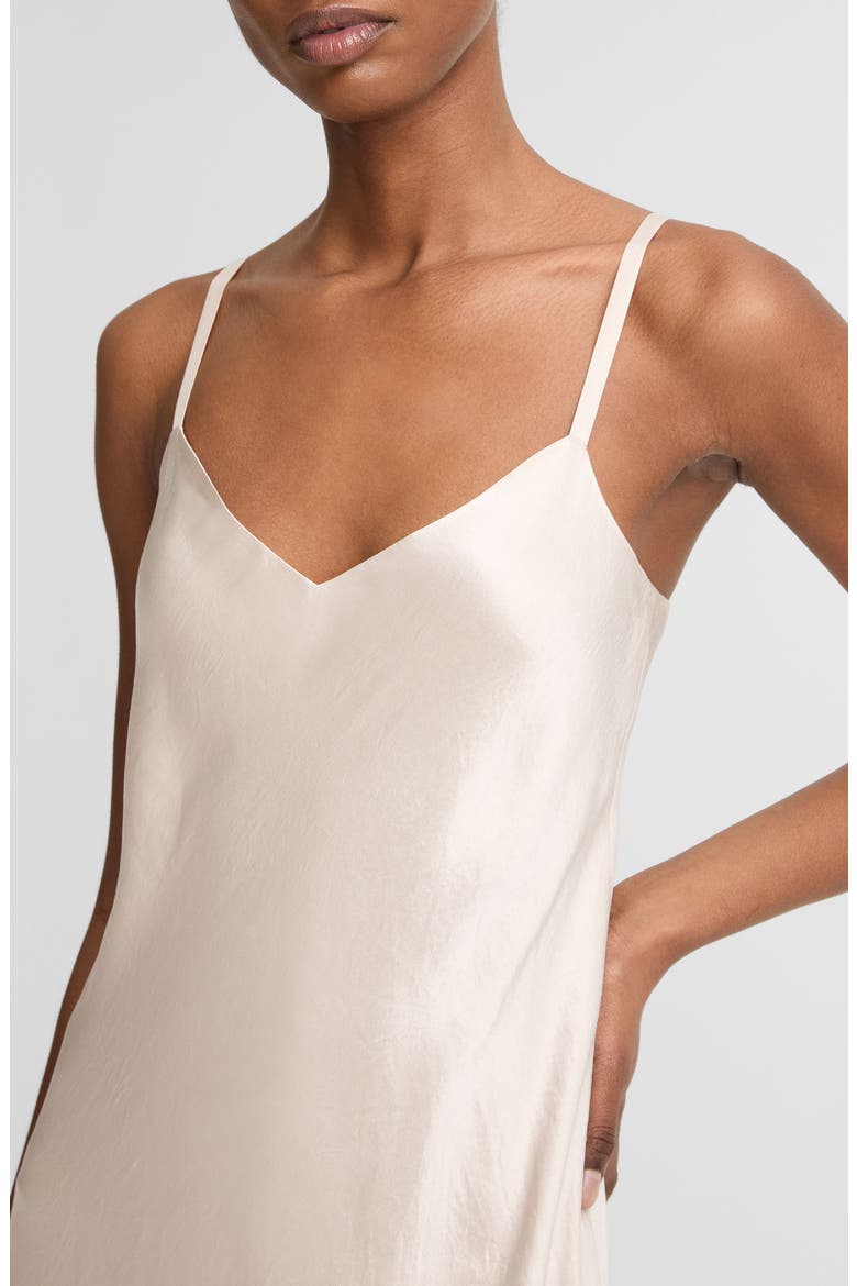 V-Neck Cotton & Modal Satin Slipdress, Alternate, color, CHAMPAGNE