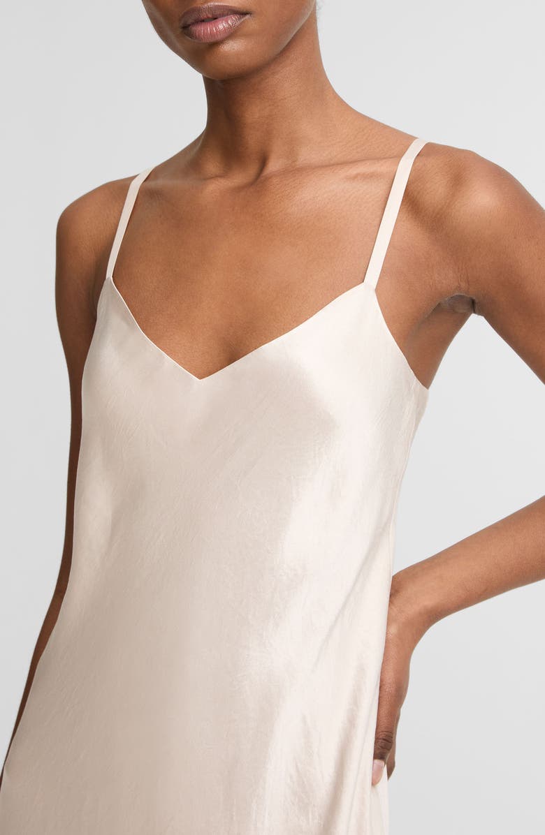 Vince V-Neck Cotton & Modal Satin Slipdress, Alternate, color, Champagne