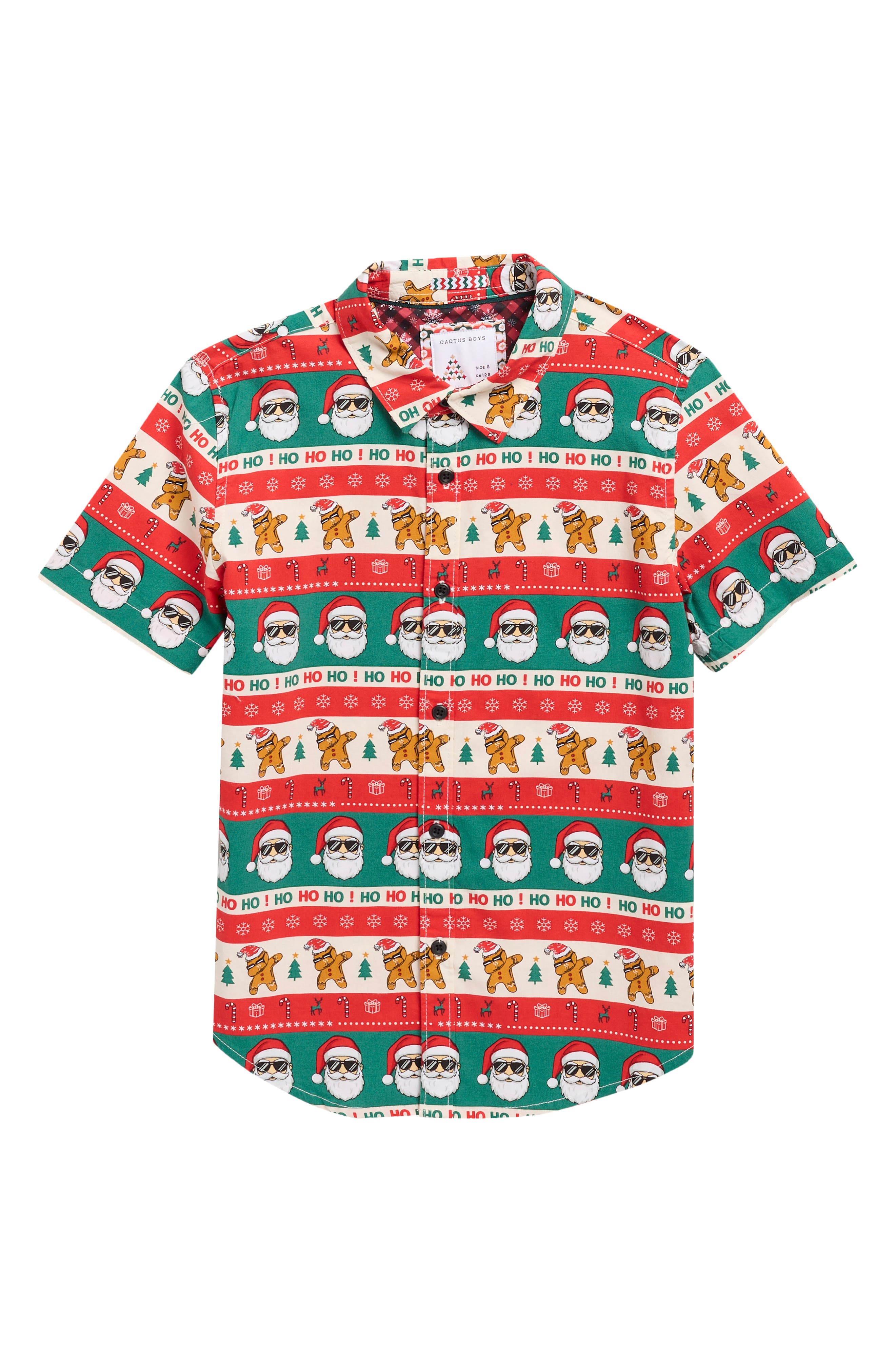 Kids' Holiday Print Cotton Blend Button-Up Shirt
