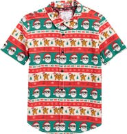 DENIM AND FLOWER Kids' Holiday Print Cotton Blend Button-Up Shirt
