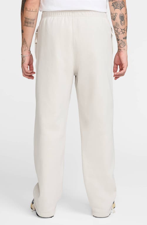Nike Men's Solo Swoosh Open-hem Fleece Pants In Light Bone/white