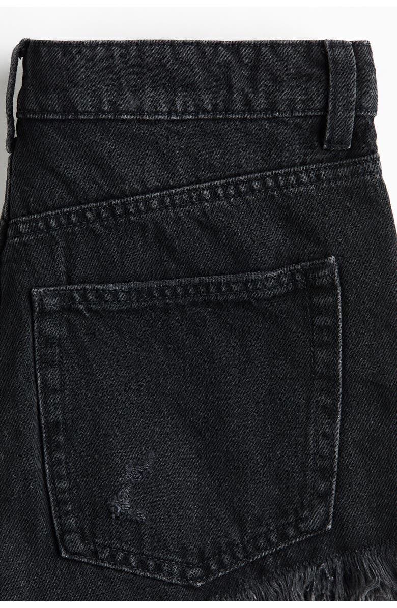 H&M Worn-look Denim Shorts, Alternate, color, Black