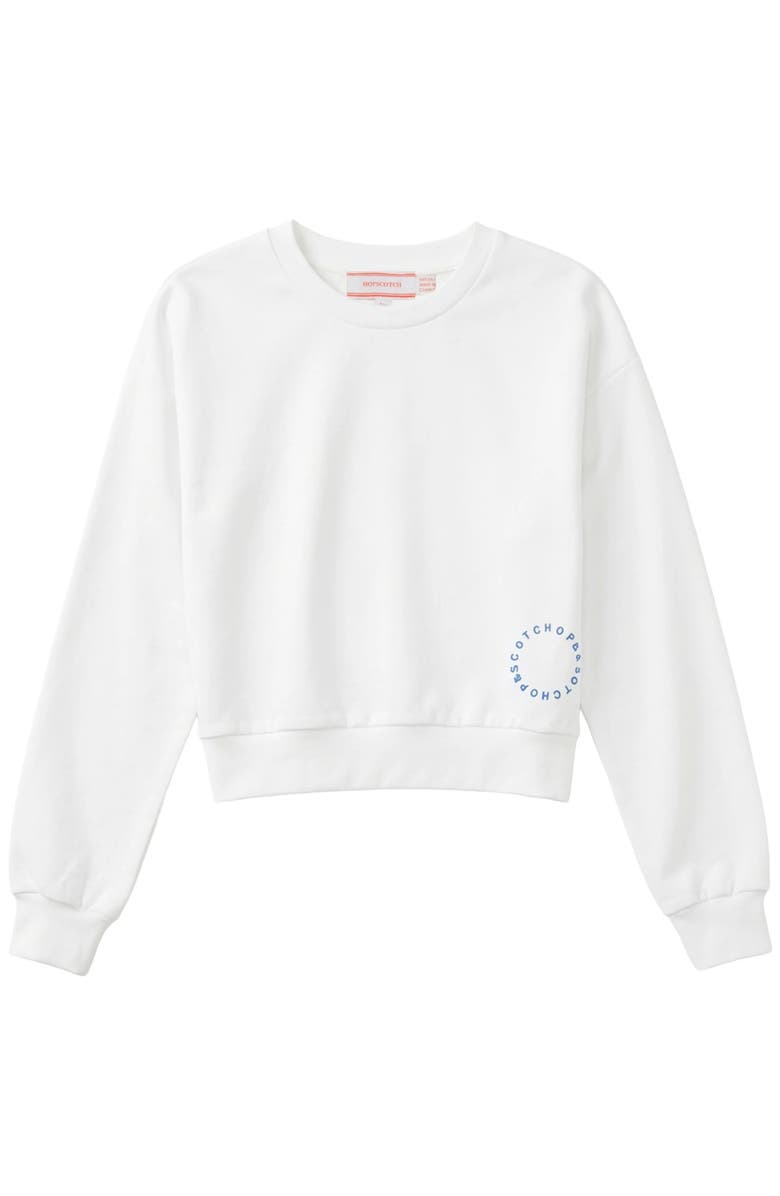 Hopscotch Artwork Long Sleeve Crop Top, Main, color, White