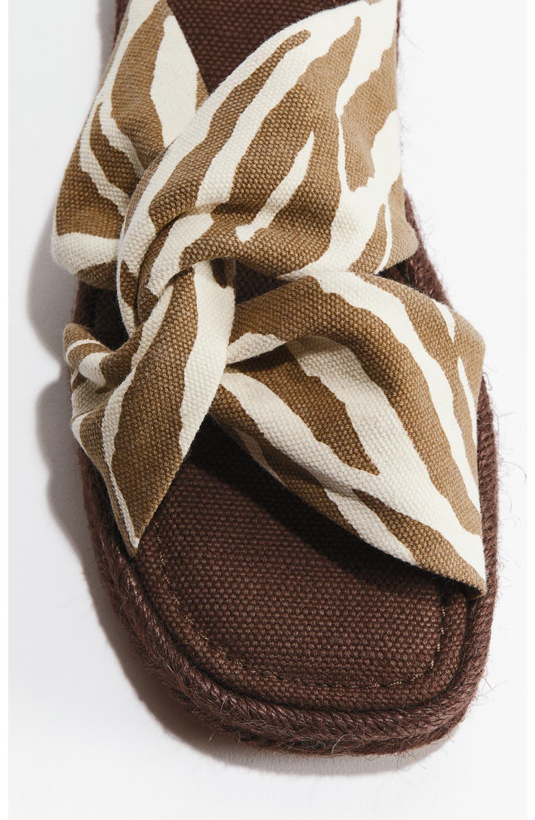 H&M Cotton espadrille sandals, Alternate, color, Light Beige/Zebra Print