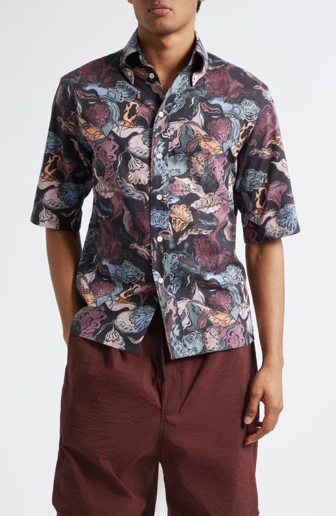 Floral Short Sleeve Button-Down Shirt