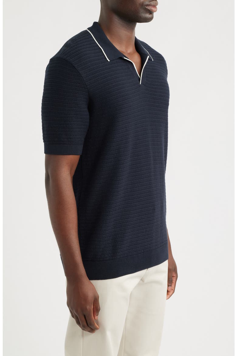 Short Sleeve Sweater Polo, Alternate, color, DARK SAPPHIRE