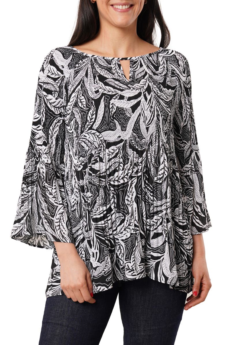 SUNNY LEIGH Pleated Keyhole Top, Main, color, Johanna White