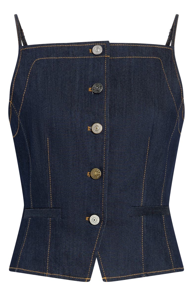 Cinq à Sept Sloane Split Front Crop Denim Top, Alternate, color, Indigo