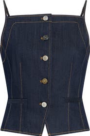 Cinq à Sept Sloane Split Front Crop Denim Top