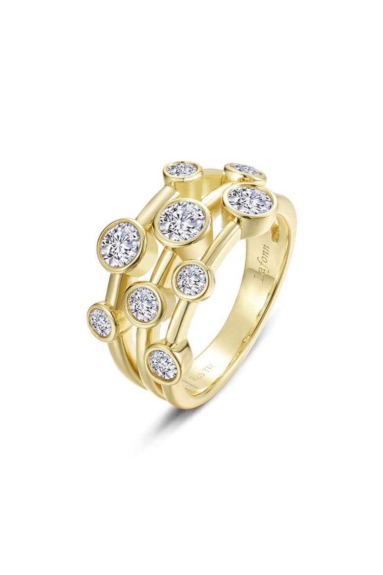 Bubble Cluster Simulated Diamond Bezel Ring, Main, color, WHITE/ GOLD