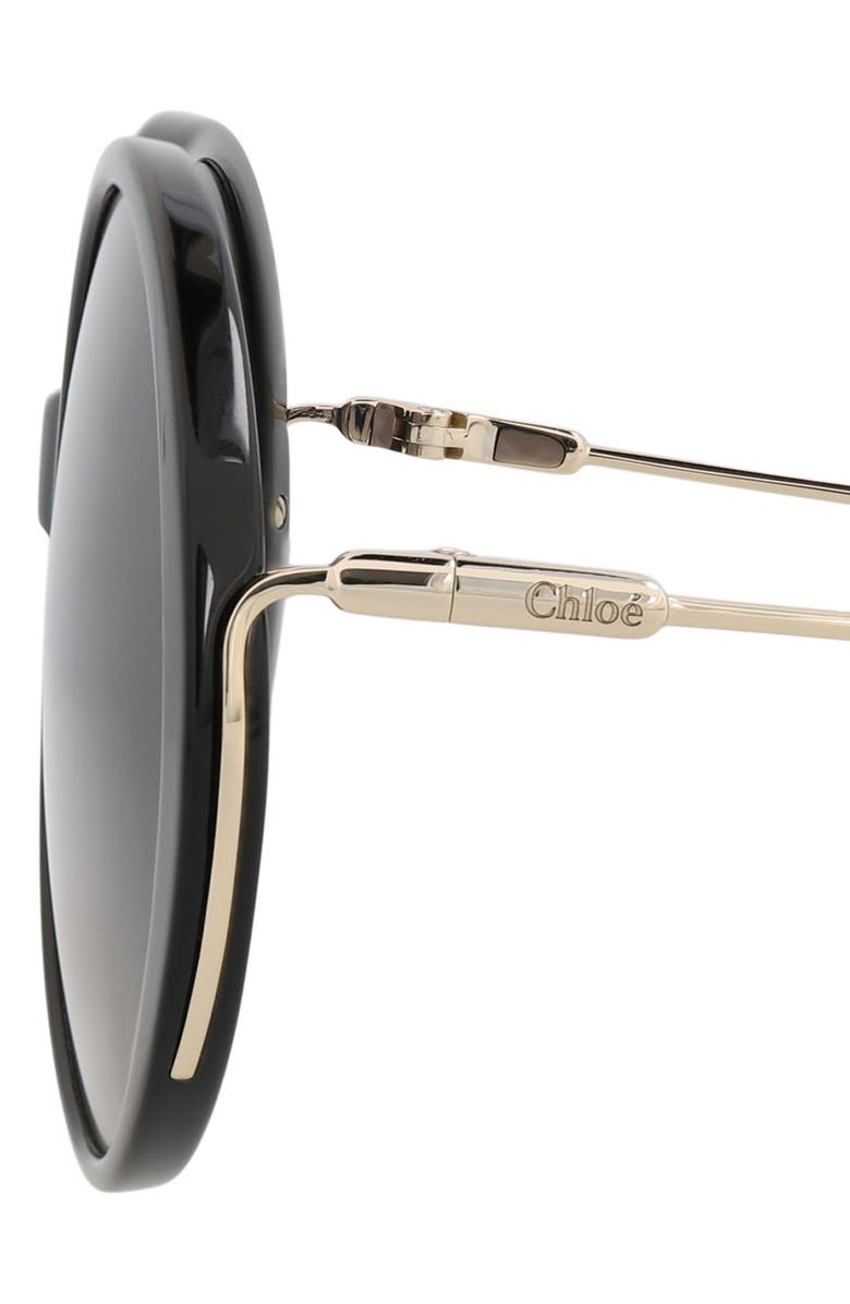 Chloé 58mm Round Sunglasses, Alternate, color, Black Gold Grey