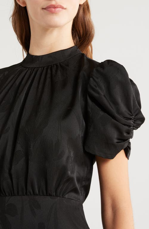Julia Jordan Floral Jacquard Mock Neck Midi Dress In Black