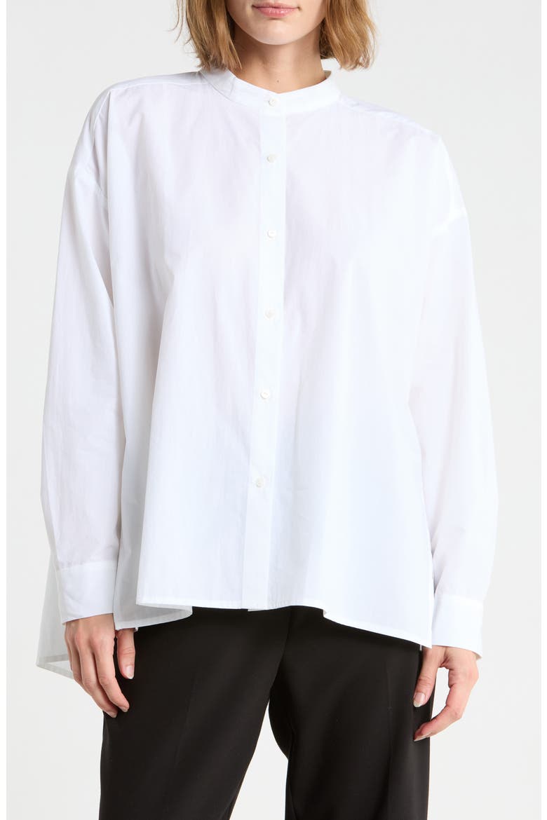 Organic Cotton Mandarin Collar Shirt, Main, color, WHITE