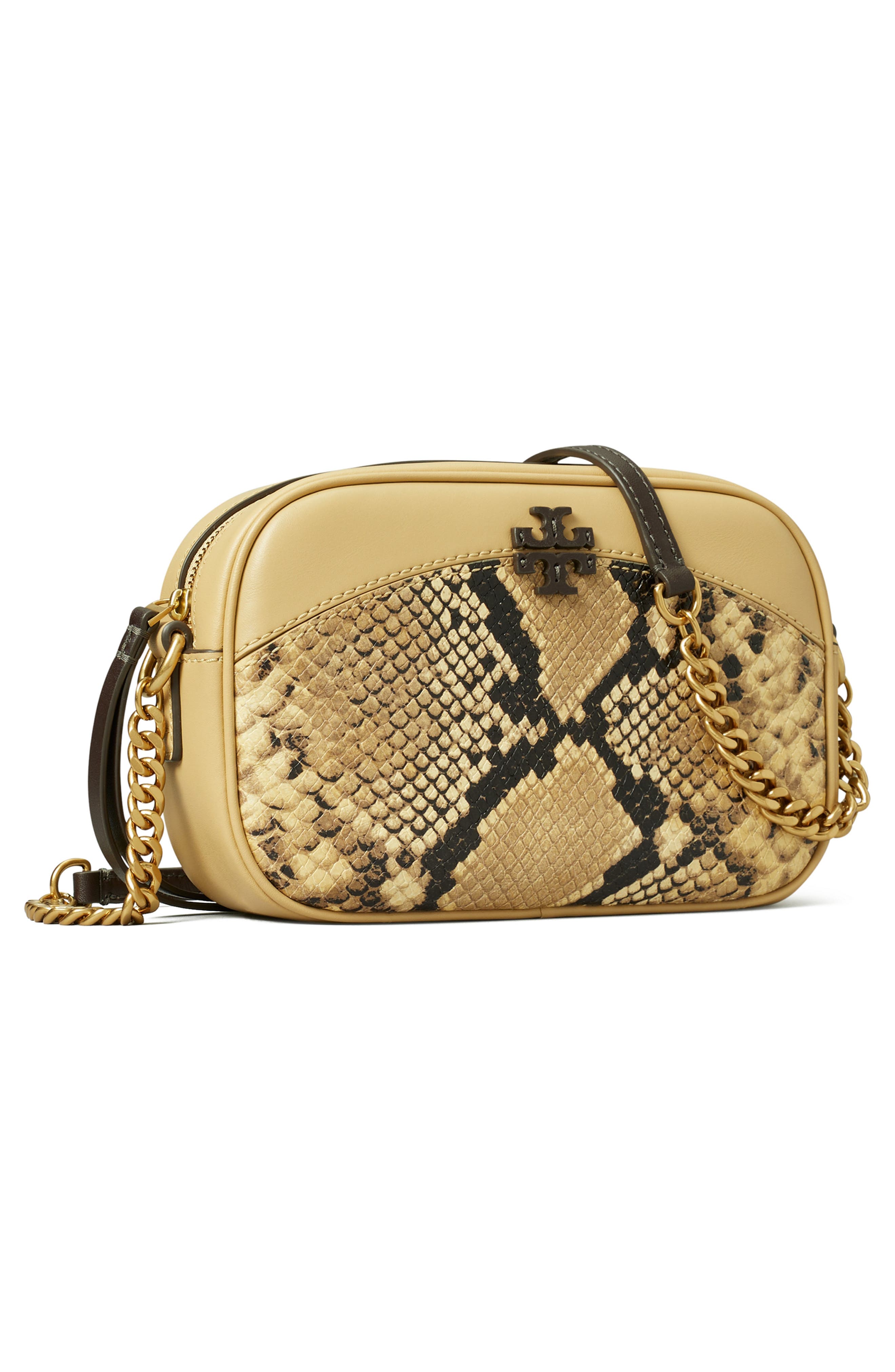 Tory Burch McGraw Snake Embossed Leather Camera Bag, Alternate, color, 