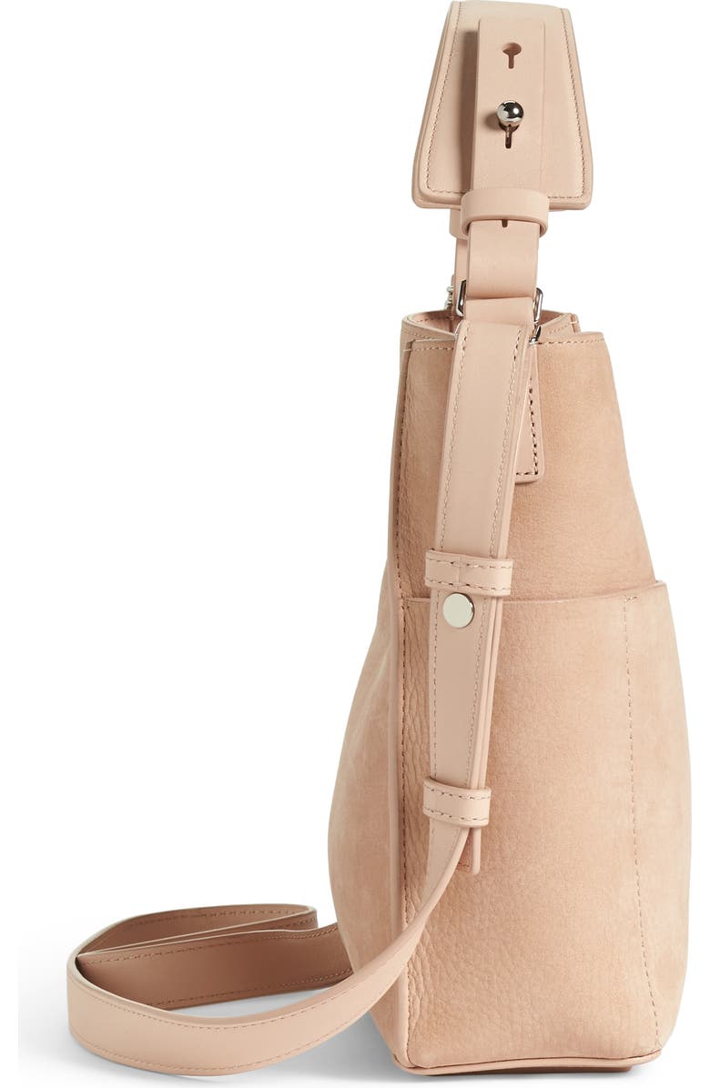 AllSaints Mini Mast Leather North/South Tote, Alternate, color,