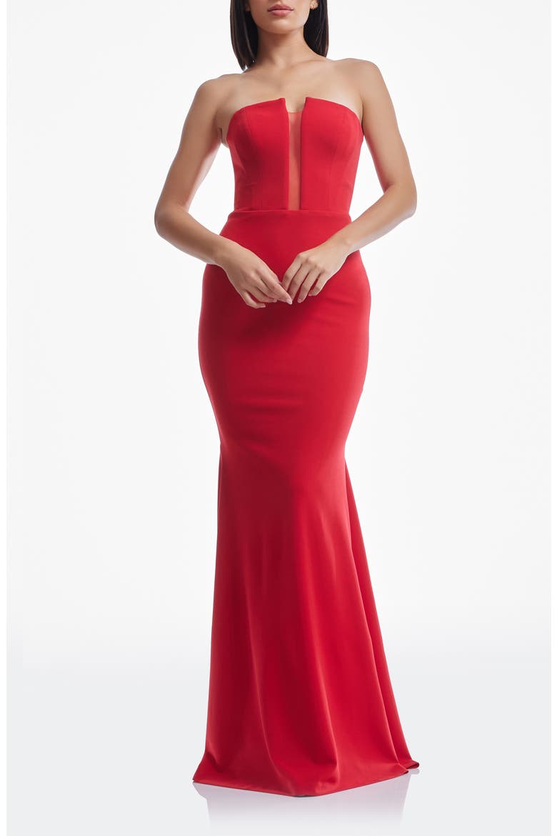 Izzy Strapless Mermaid Gown, Main, color, ROUGE