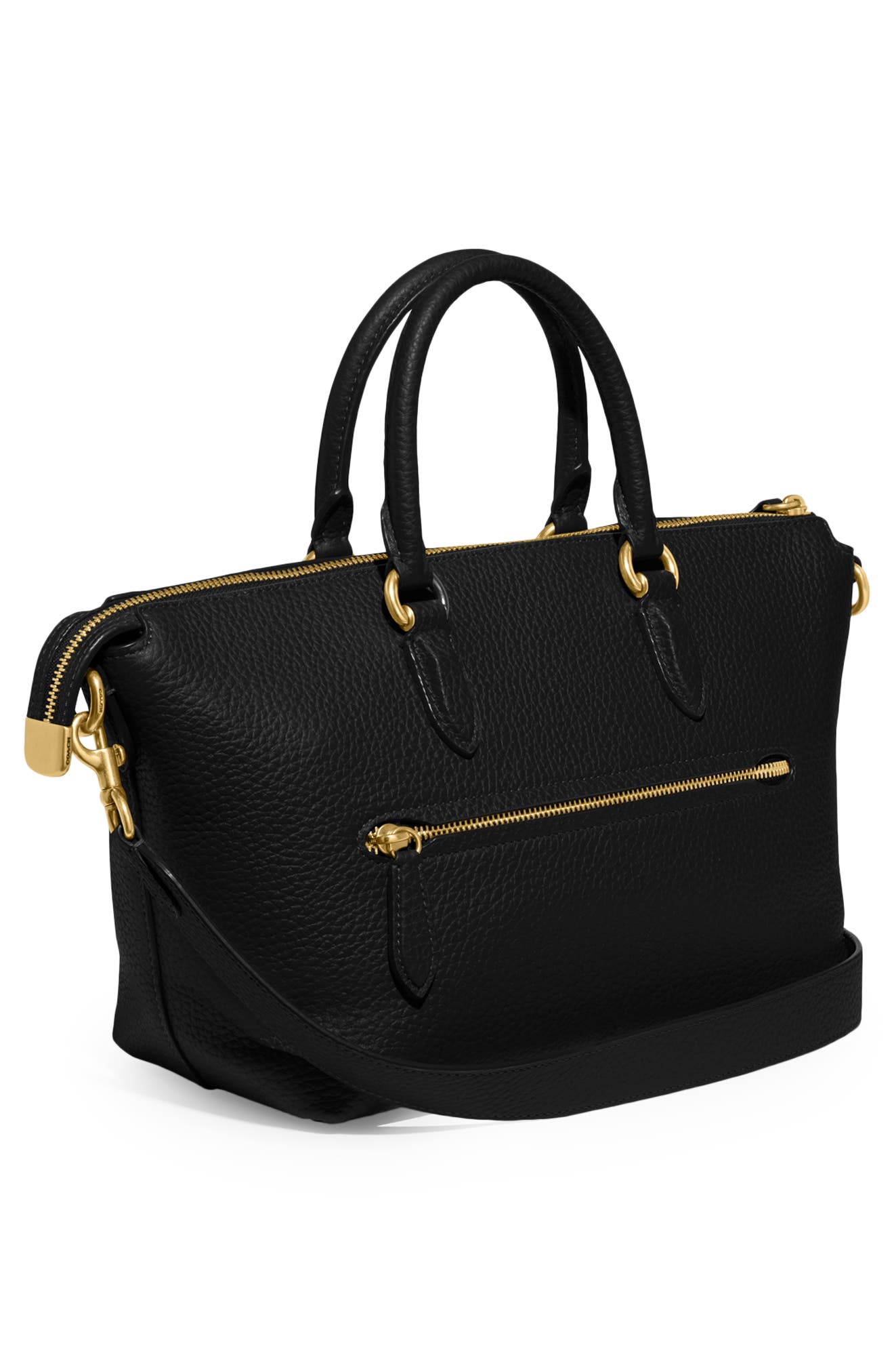 COACH Cara Pebbled Leather Satchel, Alternate, color, 