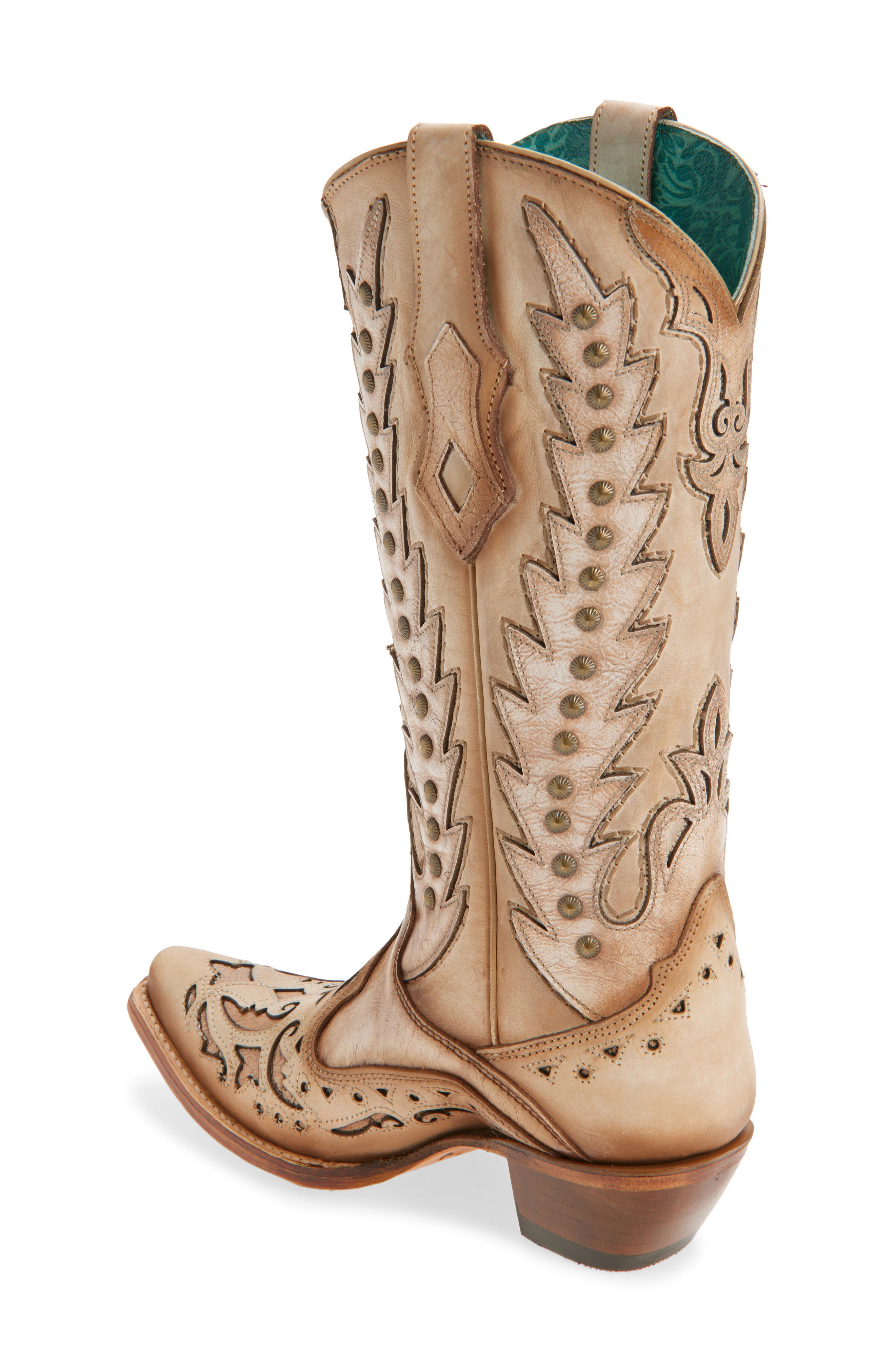 CORRAL Overlay Mid Calf Western Boot, Alternate, color, Sand