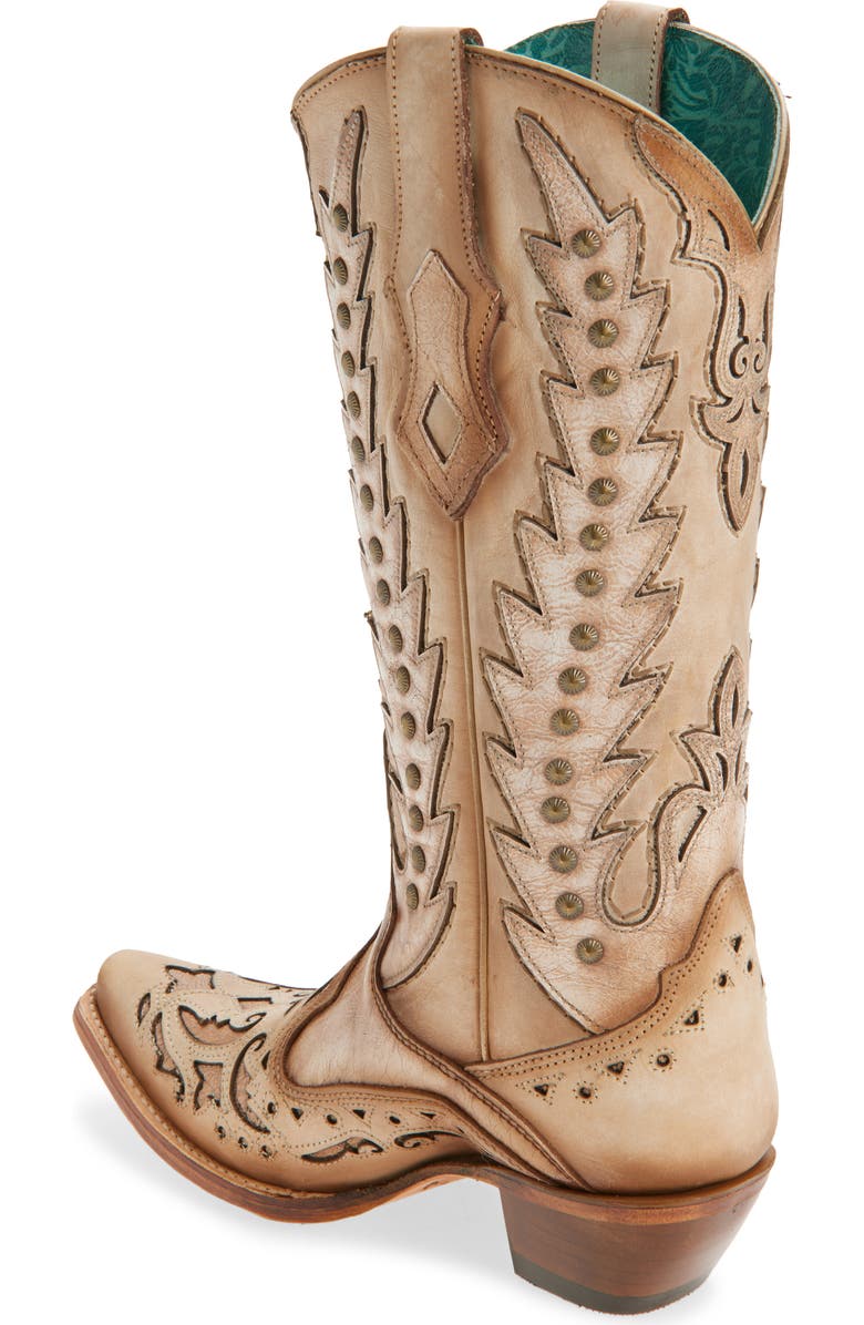 CORRAL Overlay Mid Calf Western Boot, Alternate, color, Sand