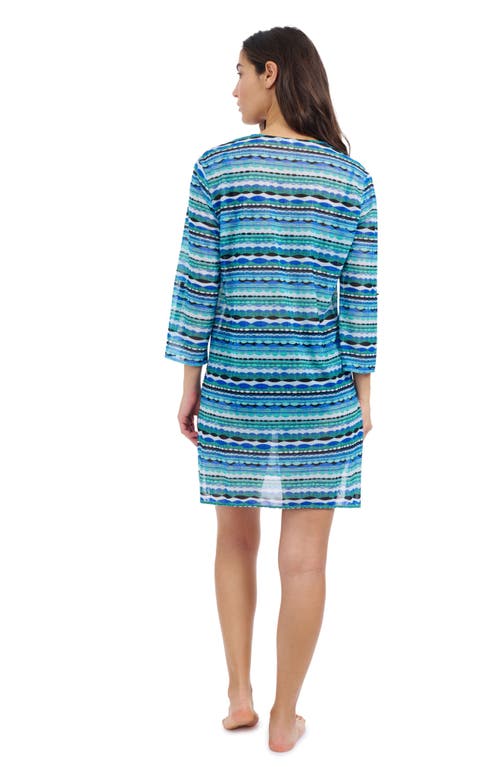 Profile By Gottex Bachata V-neck Mesh Dress In Blue Multi