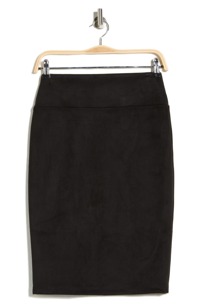Renee C Faux Suede Pencil Skirt, Main, color, Black