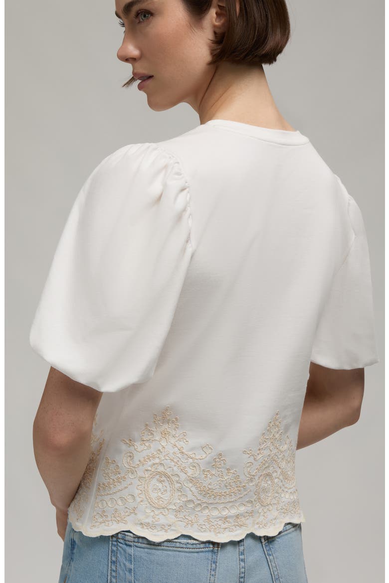 Embroidered Puff Sleeve Top, Alternate, color, SNOW-WHITE