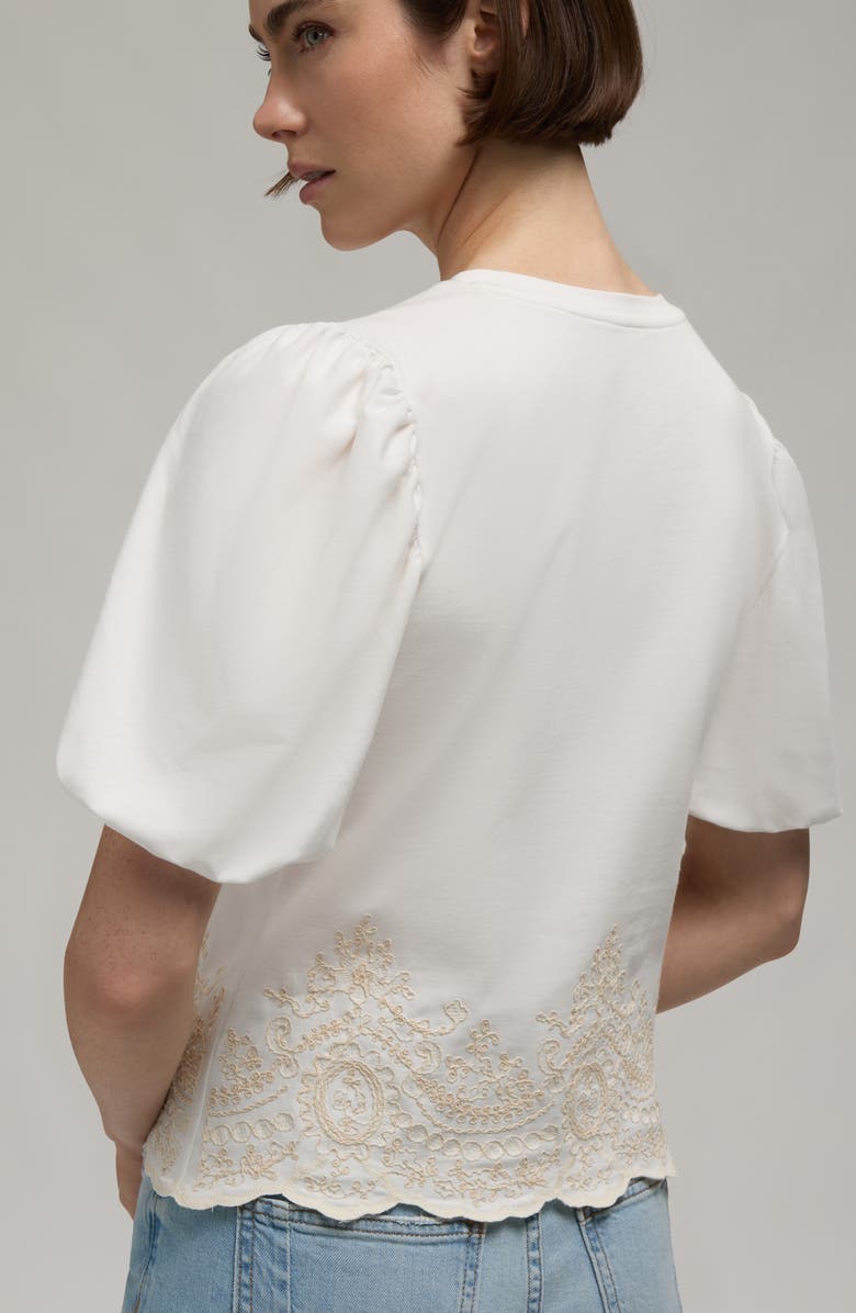 Hunter Embroidered Puff Sleeve Top, Alternate, color, Snow-White