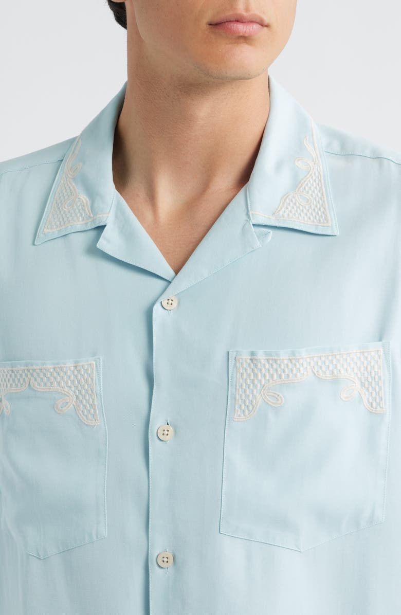 NN07 Julio Embroidered Button-Up Shirt, Alternate, color, Winter Sky