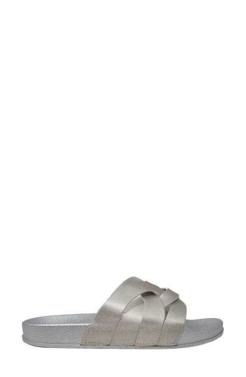 Gaahuu Crisscross Strap Slide Sandal In Silver