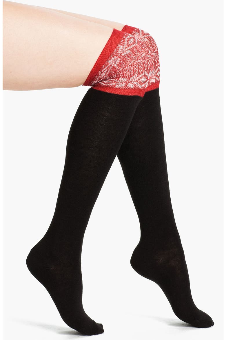 'Nordic' Over the Knee Socks, Main, color, BLACK