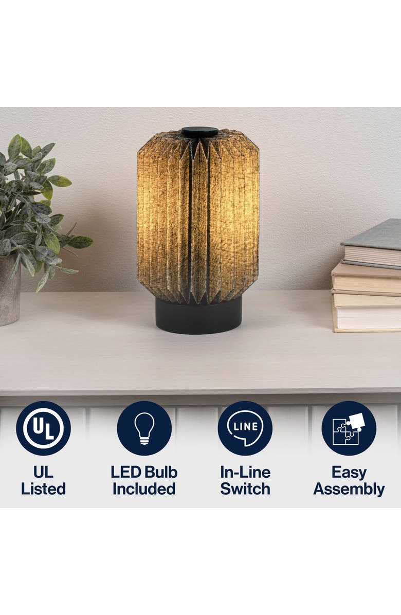 JONATHAN Y Banks Modern Minimalist Paper Pleated Column Accent LED Table Lamp, Alternate, color, Black