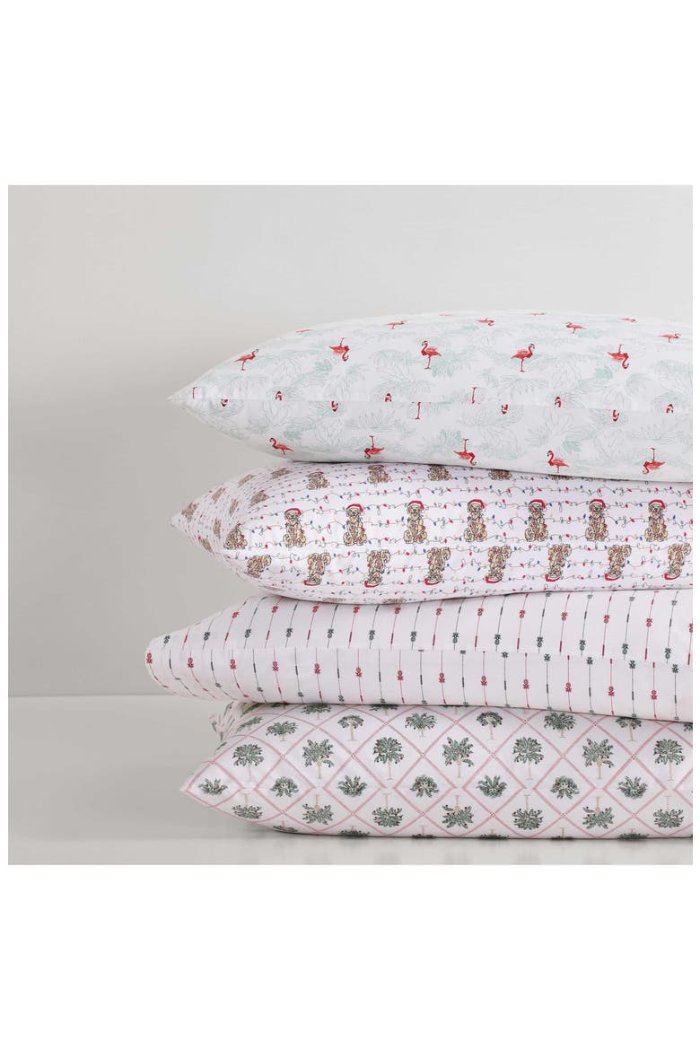 Wrapped Up Cotton Percale Sheet Set, Alternate, color, RED/ GREEN