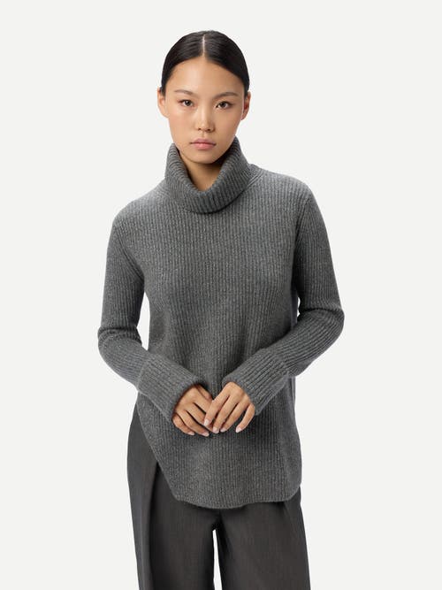 Gobi Cashmere Cashmere Sweater With Detachable Collar In Gray