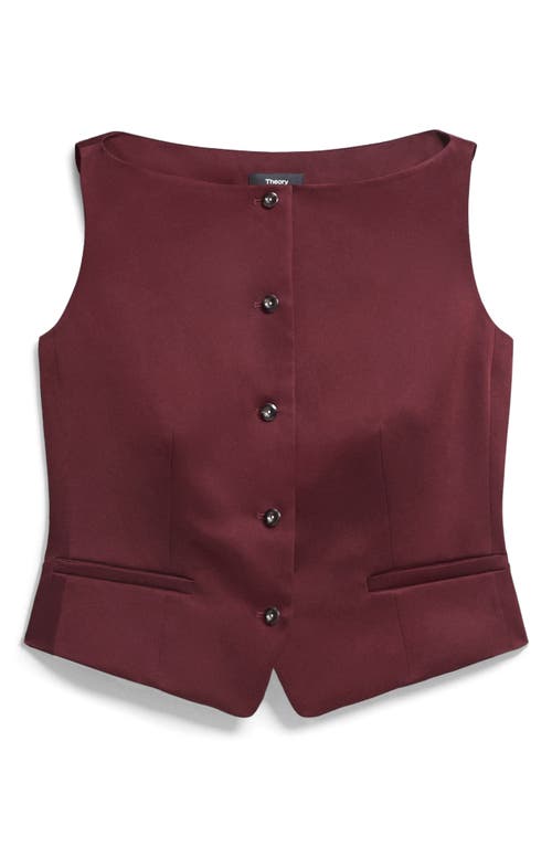 Theory Boat Neck Satin Vest In Burgundy