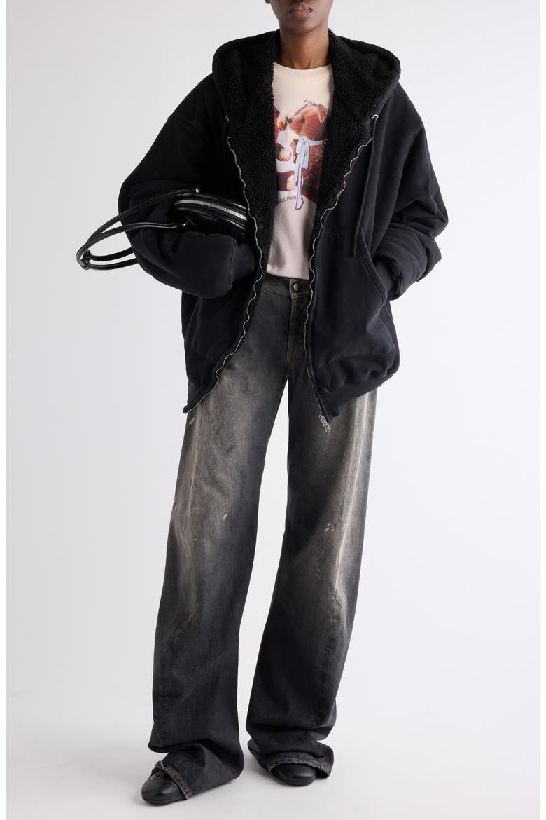 2023 Black Trafa Paint Splatter Baggy Wide Leg Jeans, Alternate, color, BLACK