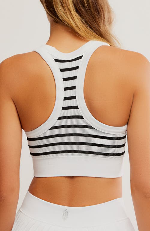 Free People Fp Movement Stripe Go To Sports Bra In White Combo