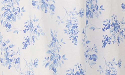 Eileen West Floral Cap Sleeve Short Cotton Jersey Nightgown In Blue