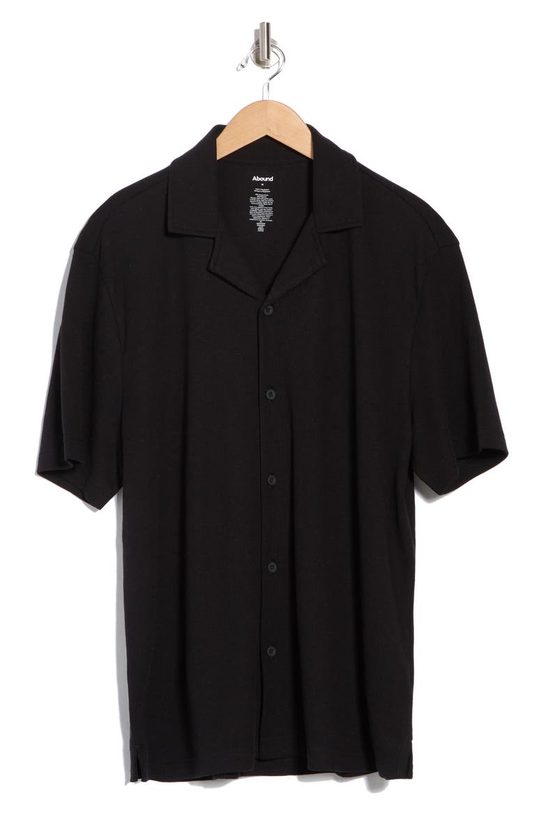 Thermal Knit Camp Shirt, Alternate, color, BLACK
