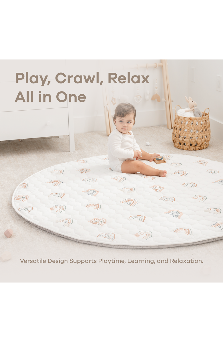Comfy Cubs Premium Play Mat with Non-Slip Bottom, Round, Alternate, color, Rainbow
